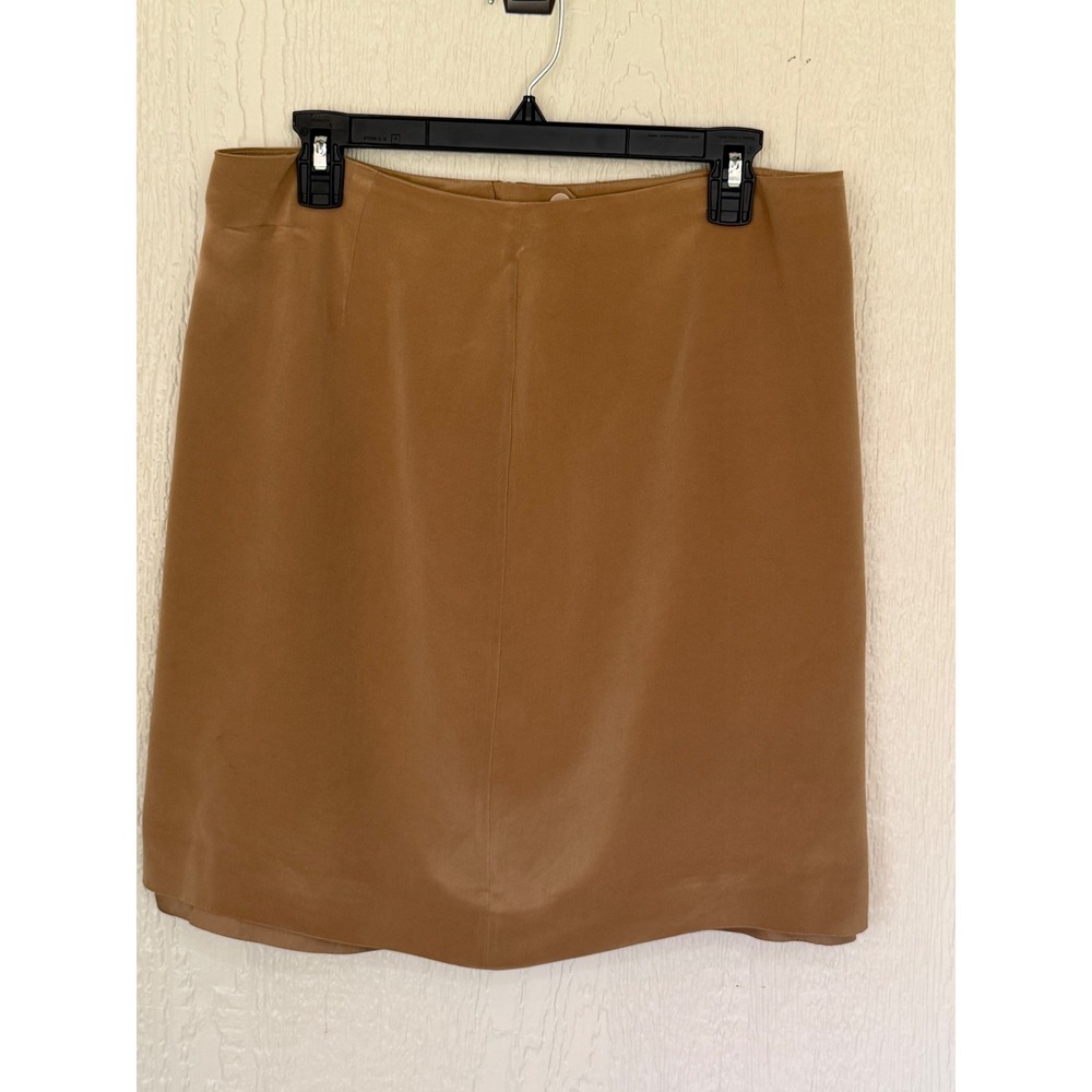 Charter Club Womens 100% Silk Skirt Tan Caramel Brown Knee Length Lined Size 14